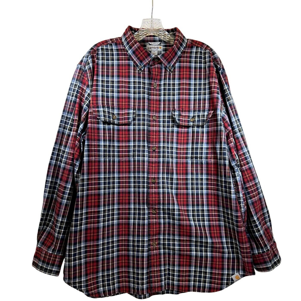 Carhartt Mens Shirt XL Plaid Flannel Button Down Long Sleeve Collar Relaxed Fit